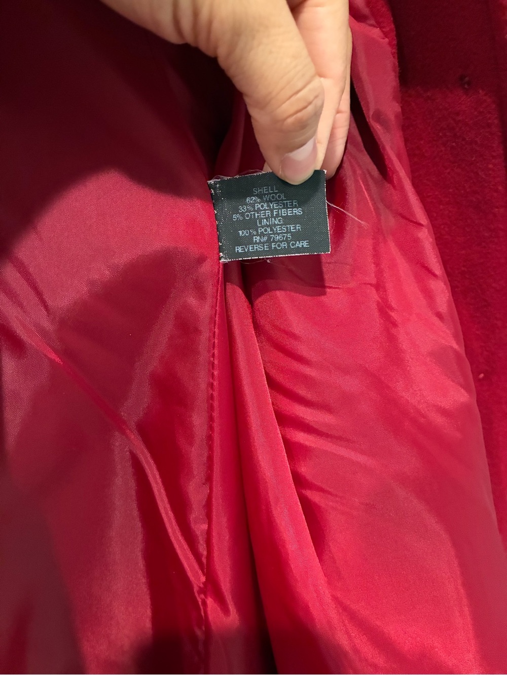 Anne Klein Vibrant Red Wool Pea Coat - Picture 7 of 9